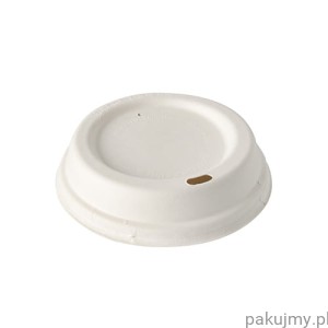 Pokrywki wypukłe z trzciny cukrowej, średnica 9 cm, białe, 50 szt 