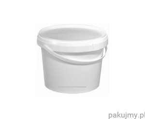 Wiadro 1L okrągłe białe polipropylen atest PZH z pokrywką, z rączką 