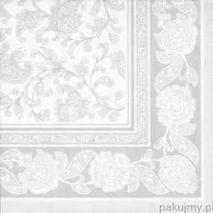 Serwetki "ROYAL Collection Ornaments", 20 szt.  40 cm x 40 cm, białe 